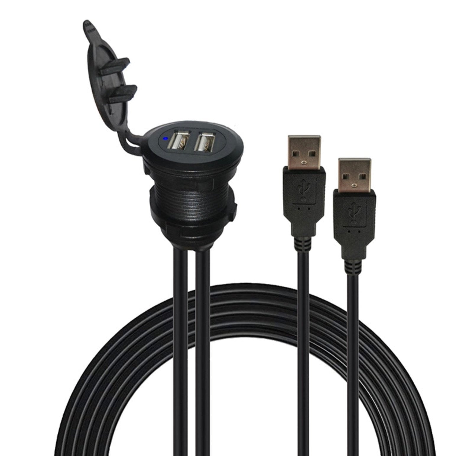 Automotive USB extension cable for cars boats and motorcycle