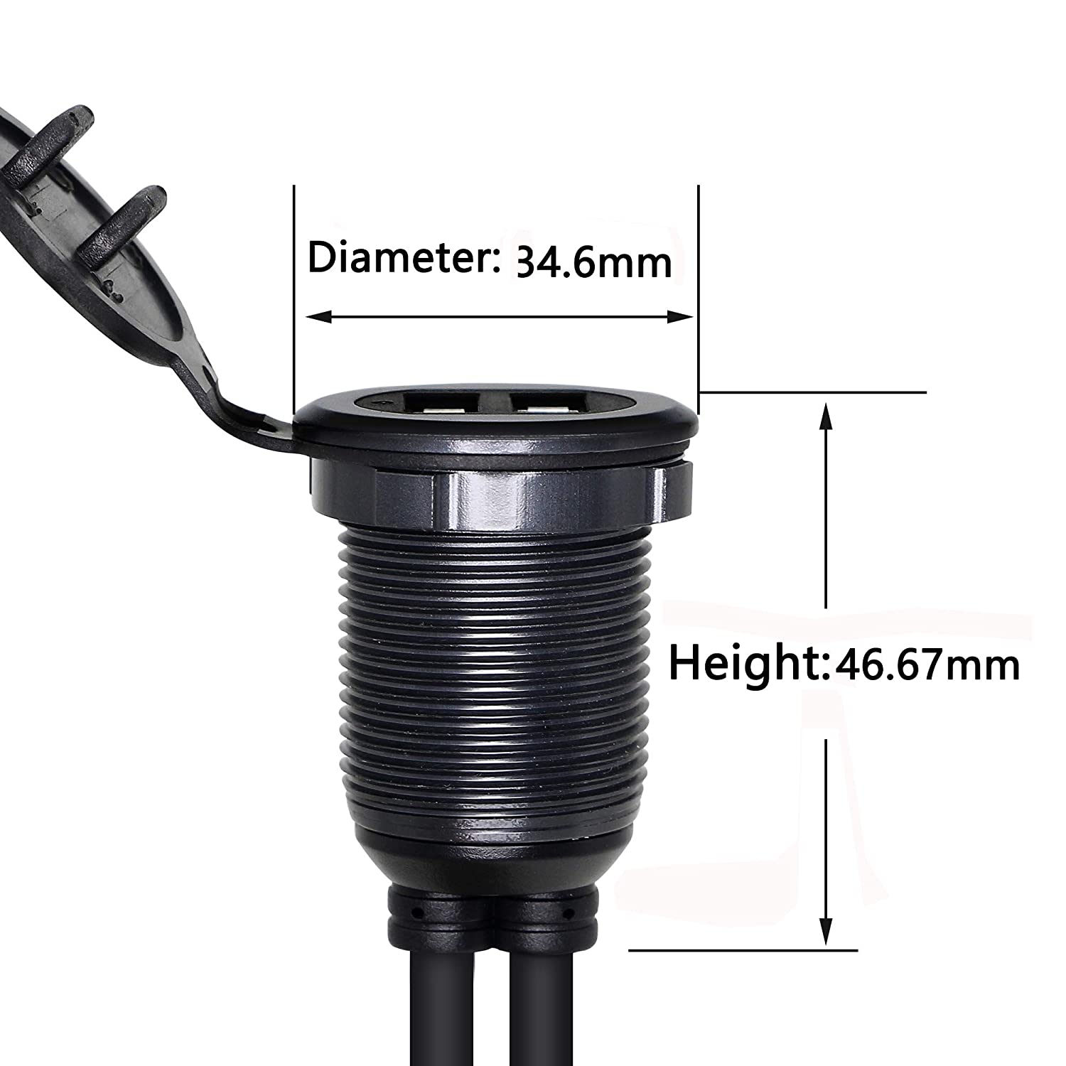 Automotive USB extension cable for cars boats and motorcycles