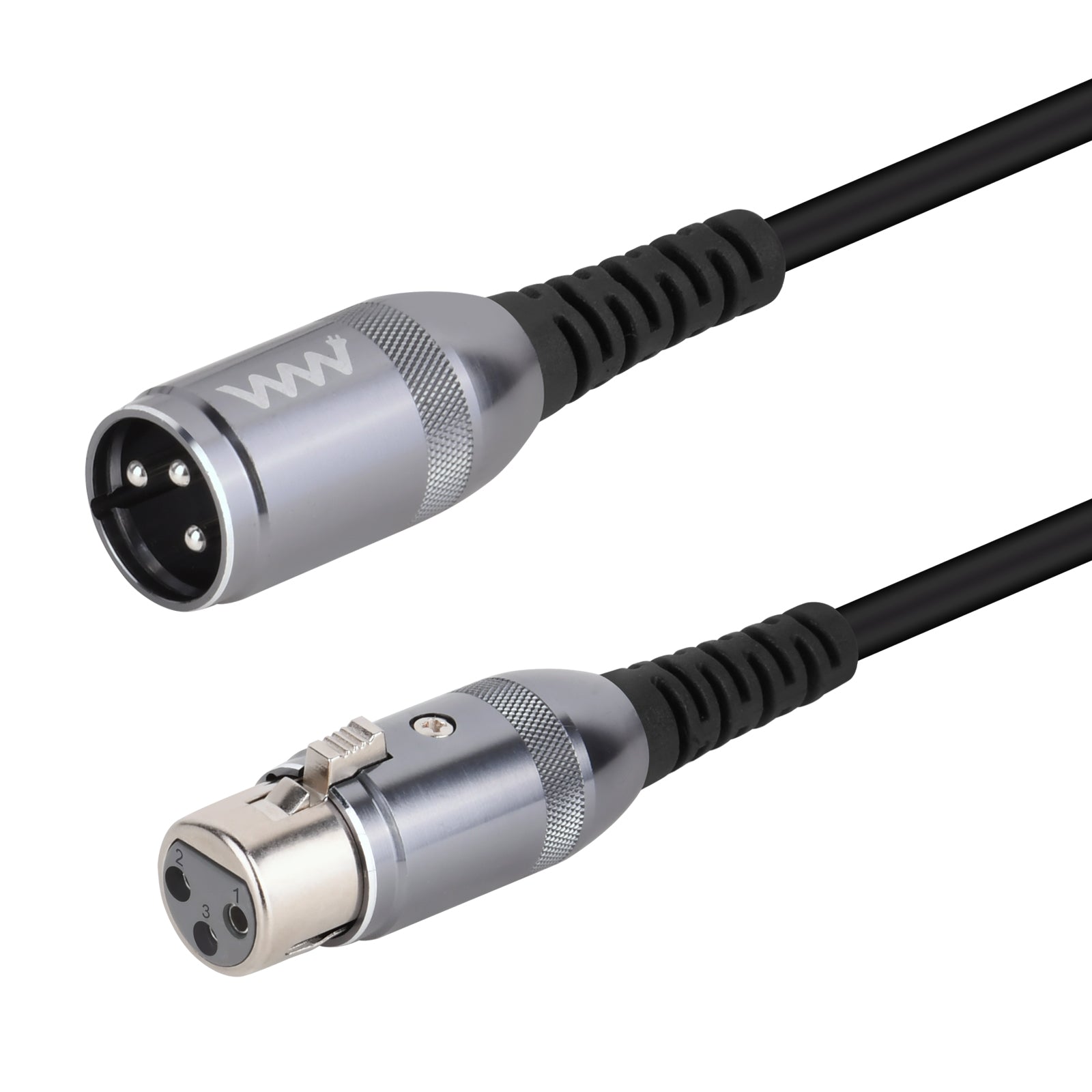 An XLR 3 Pin Male to XLR Female Microphone Audio Extension Cable, 3 meters in length with black color.