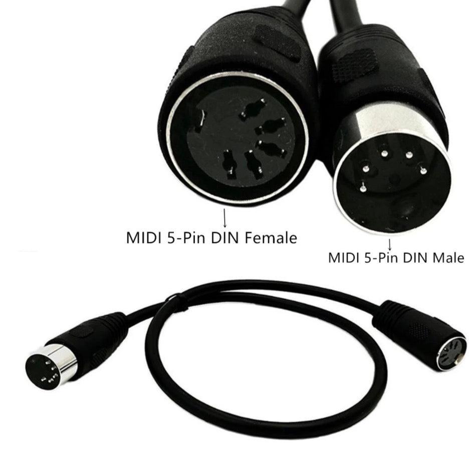 Black MIDI extension cable studio equipment