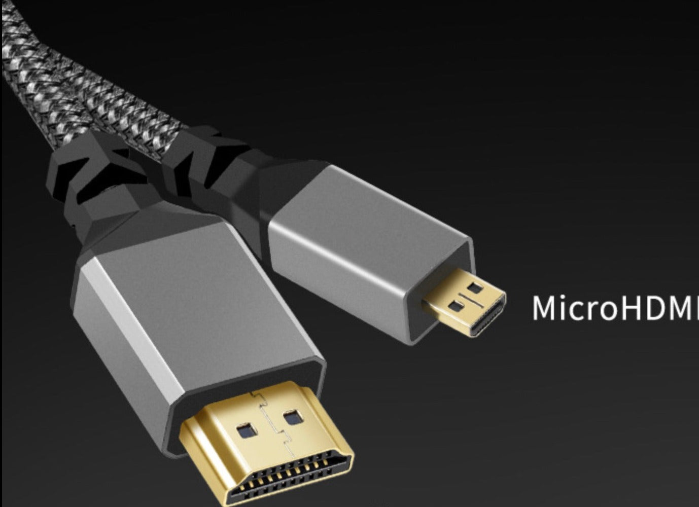 Braided Micro HDMI to HDMI audio video cable 4k