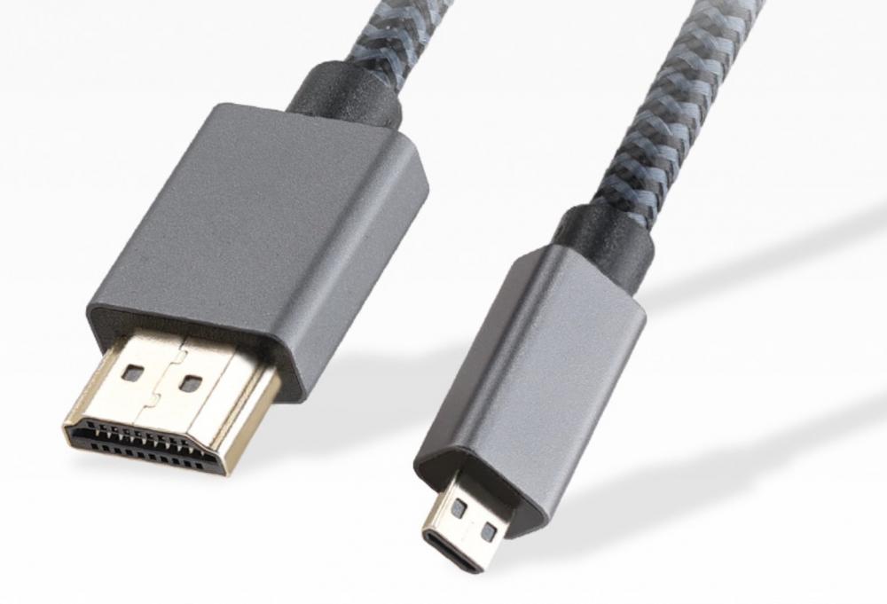 Braided Micro HDMI to HDMI cable for camera and TV