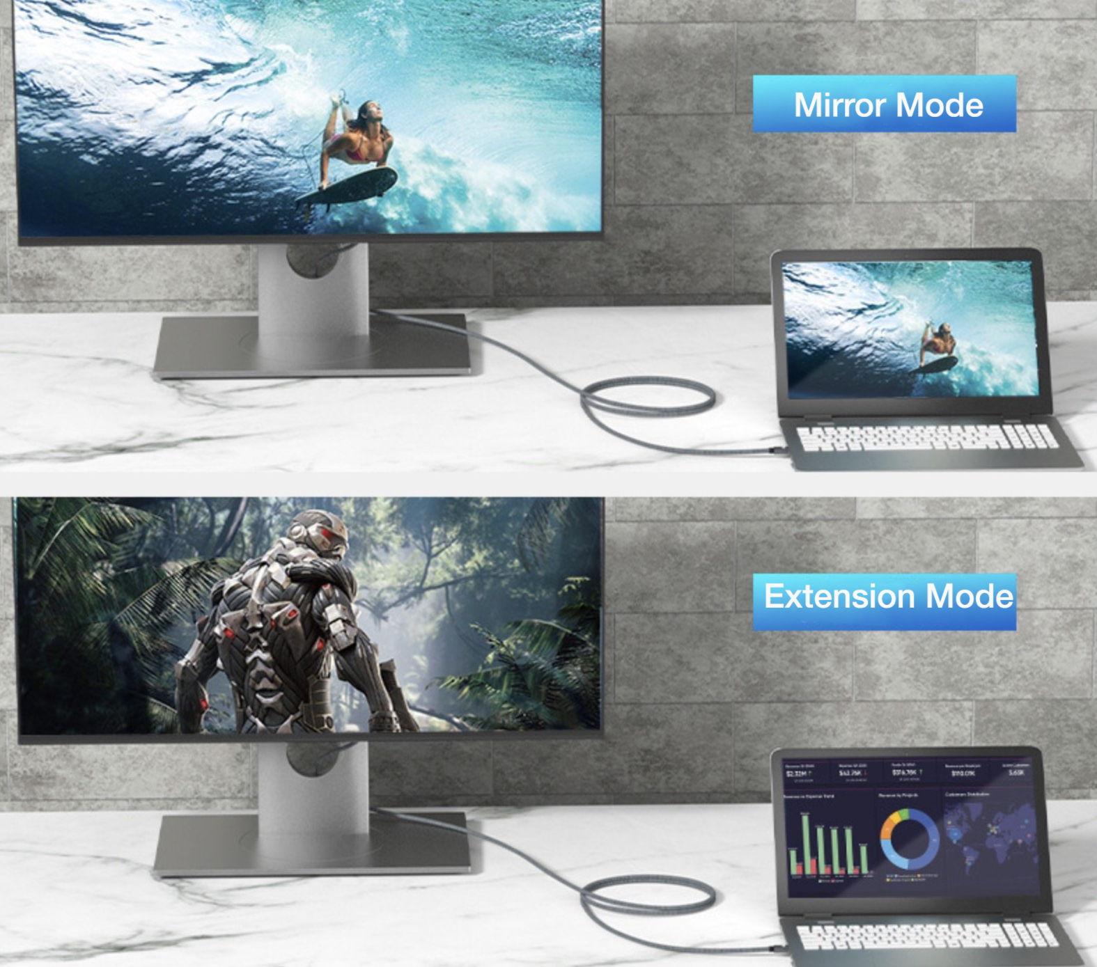 Braided Mini DisplayPort to DisplayPort 1.4 Ultra HD cable 1