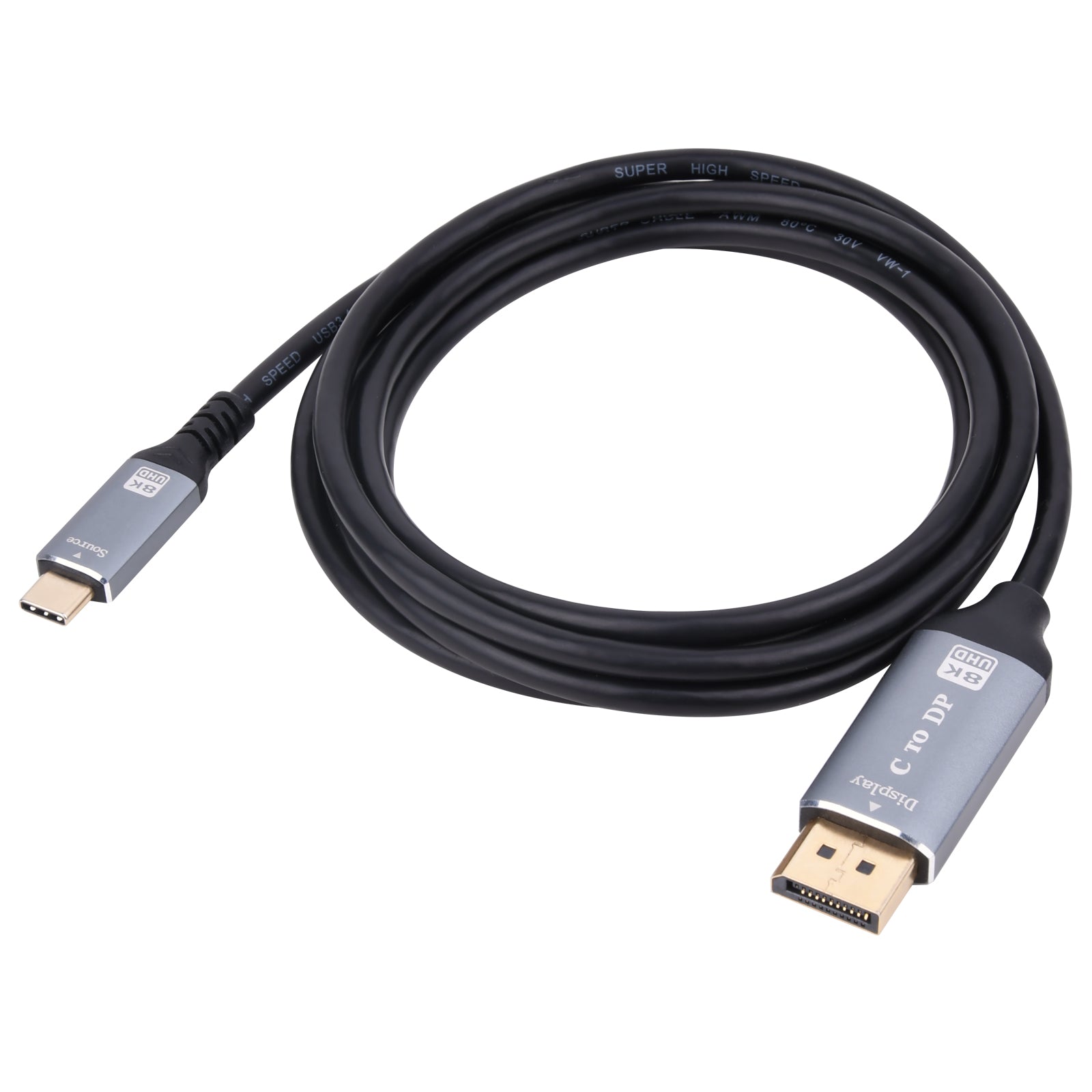 USB-C Male to Displayport Male Video Cable 4K 1.8m