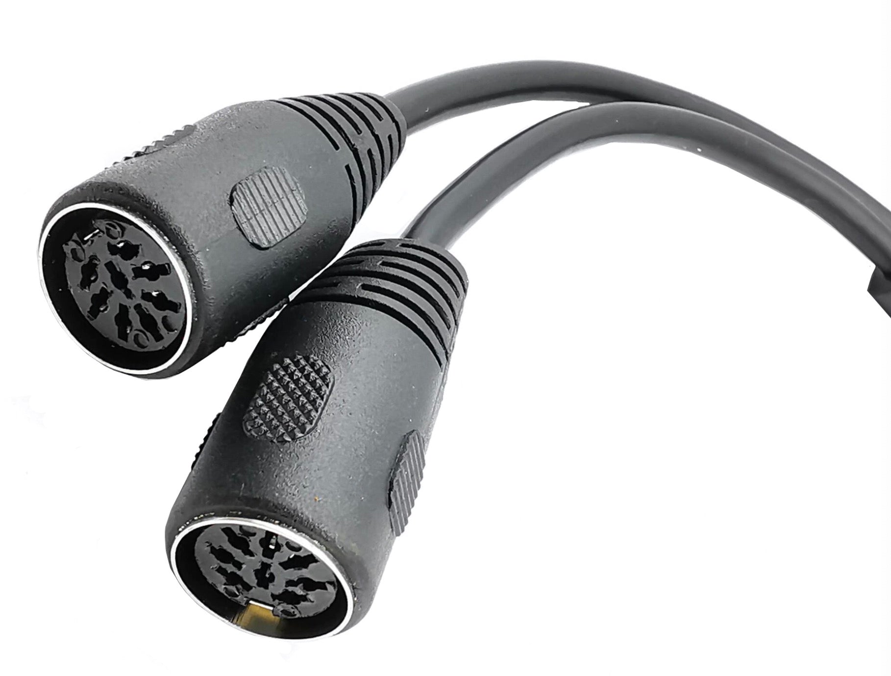 Close-up of 8-pin DIN male connector