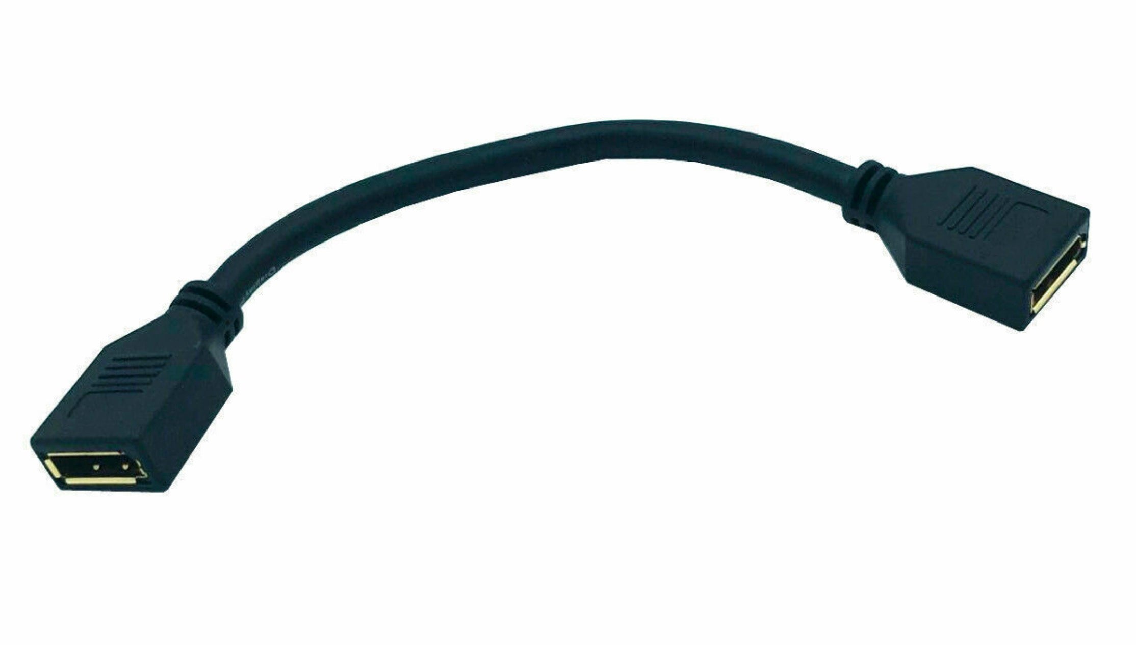 Close-up of DisplayPort female connectors with gold-plated contacts