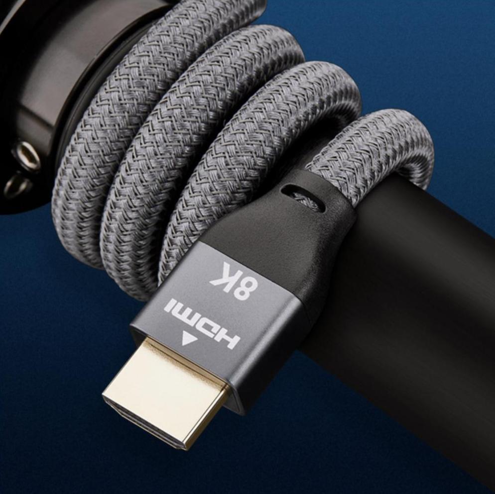 Close-up of HDMI 2.1 male connector on extension cable 1