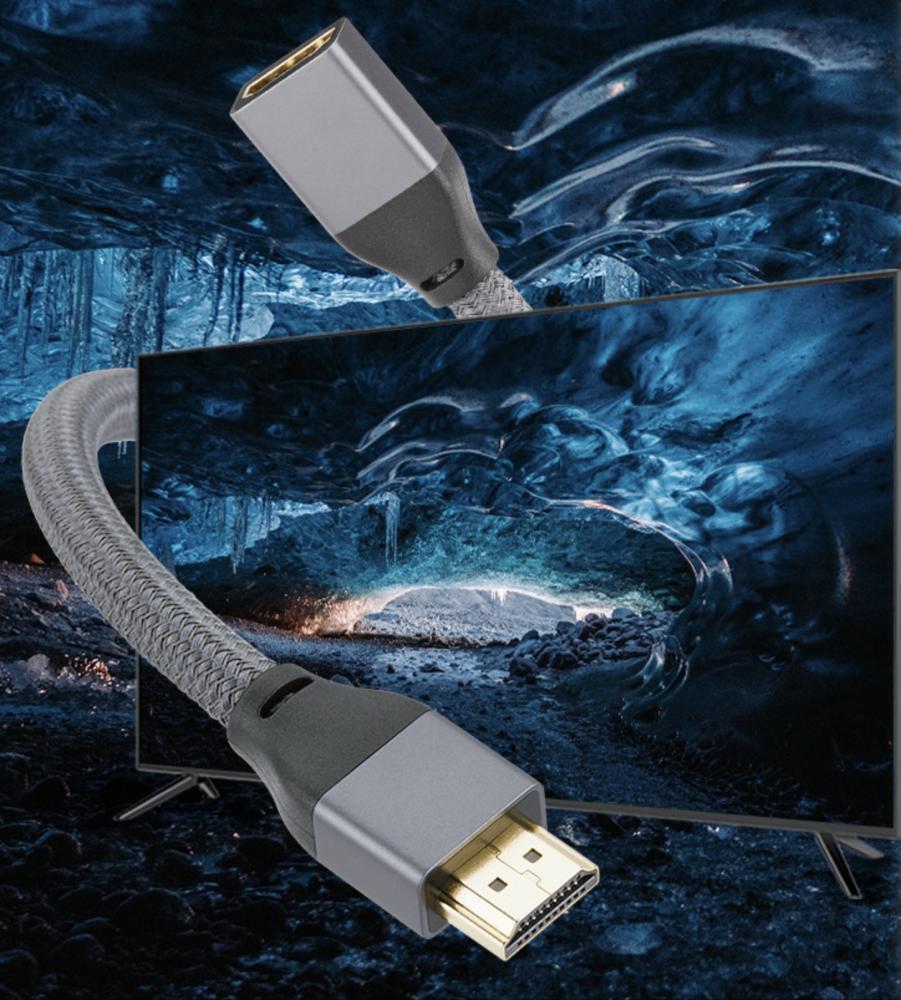 Close-up of HDMI 2.1 male connector on extension cable 02