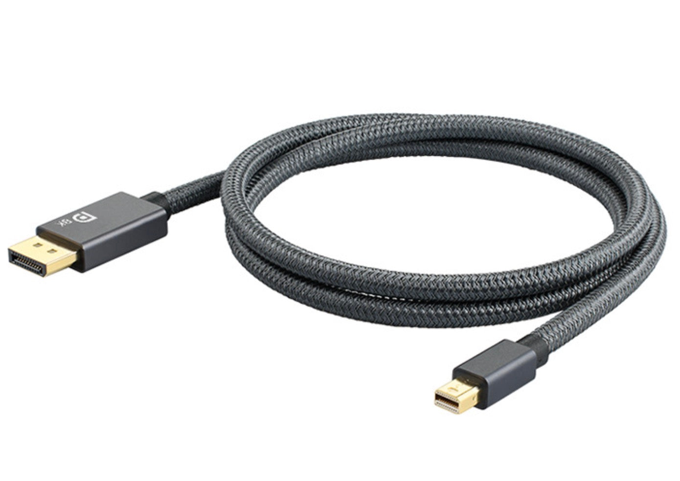 Close-up of Mini DisplayPort connector on 8K DP cable