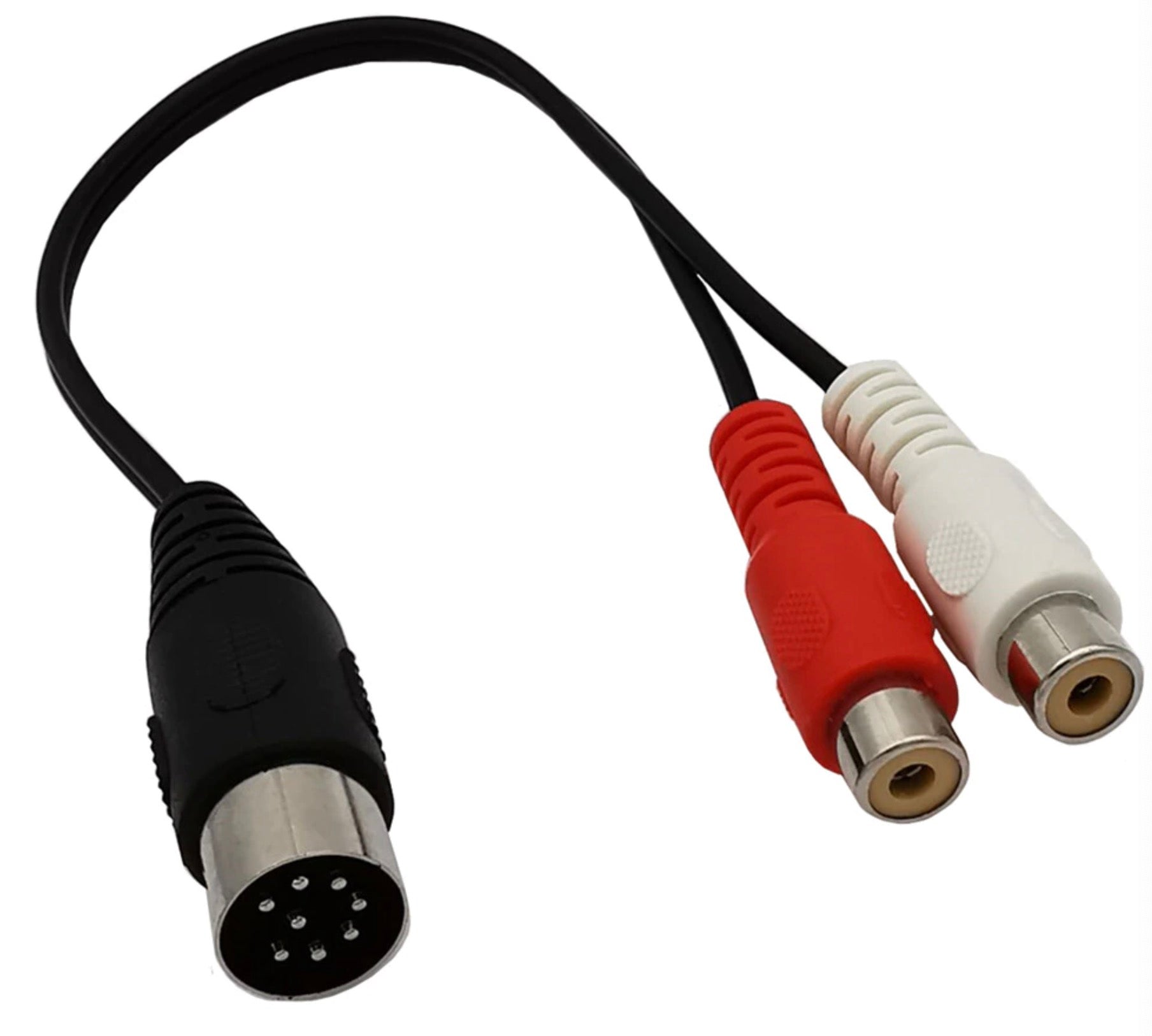 Close-up of dual RCA female sockets (red and white)