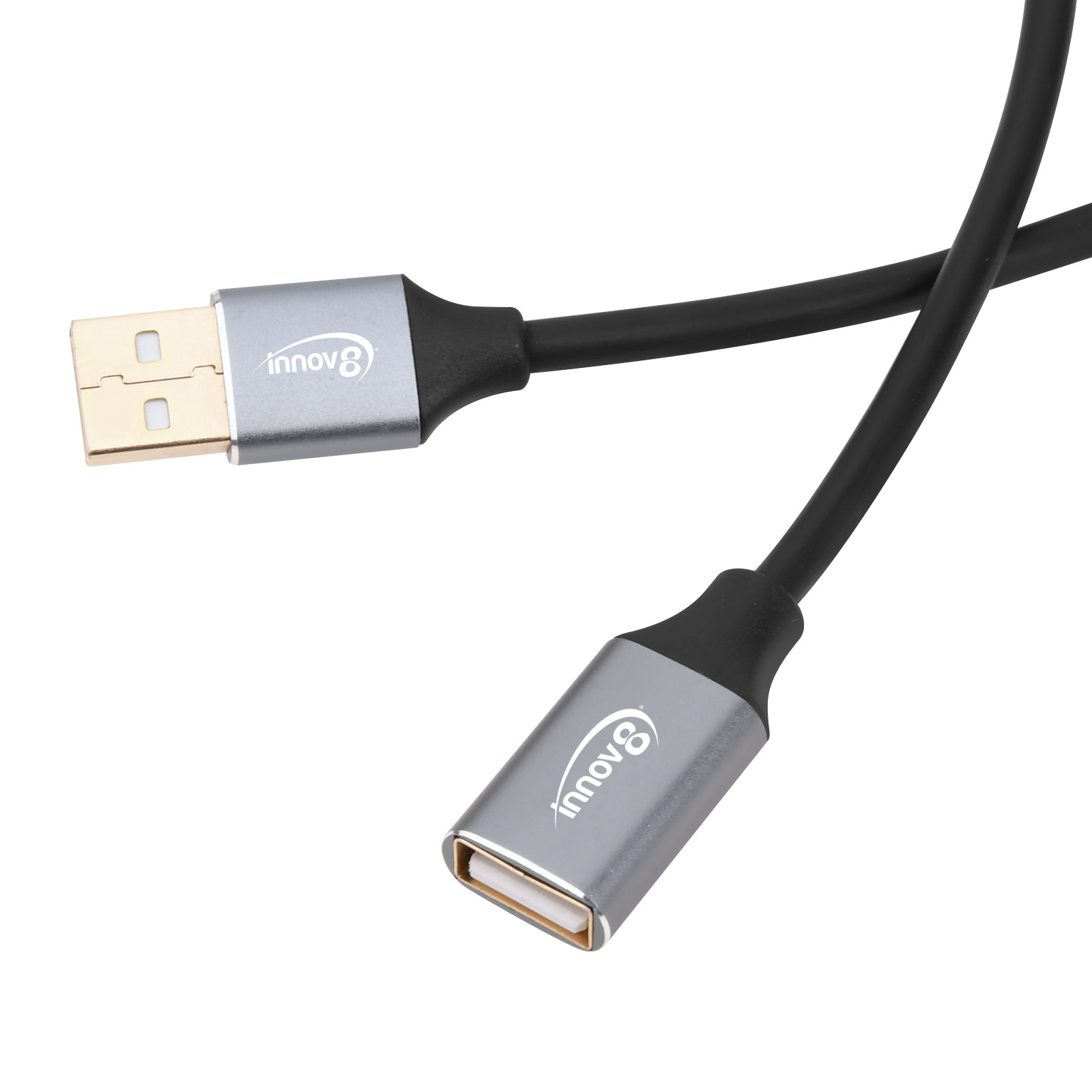 Coiled USB extension cable stretched for extra reach