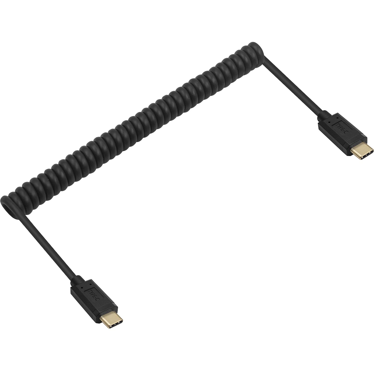 USB-C coiled cable for desk and travel use
