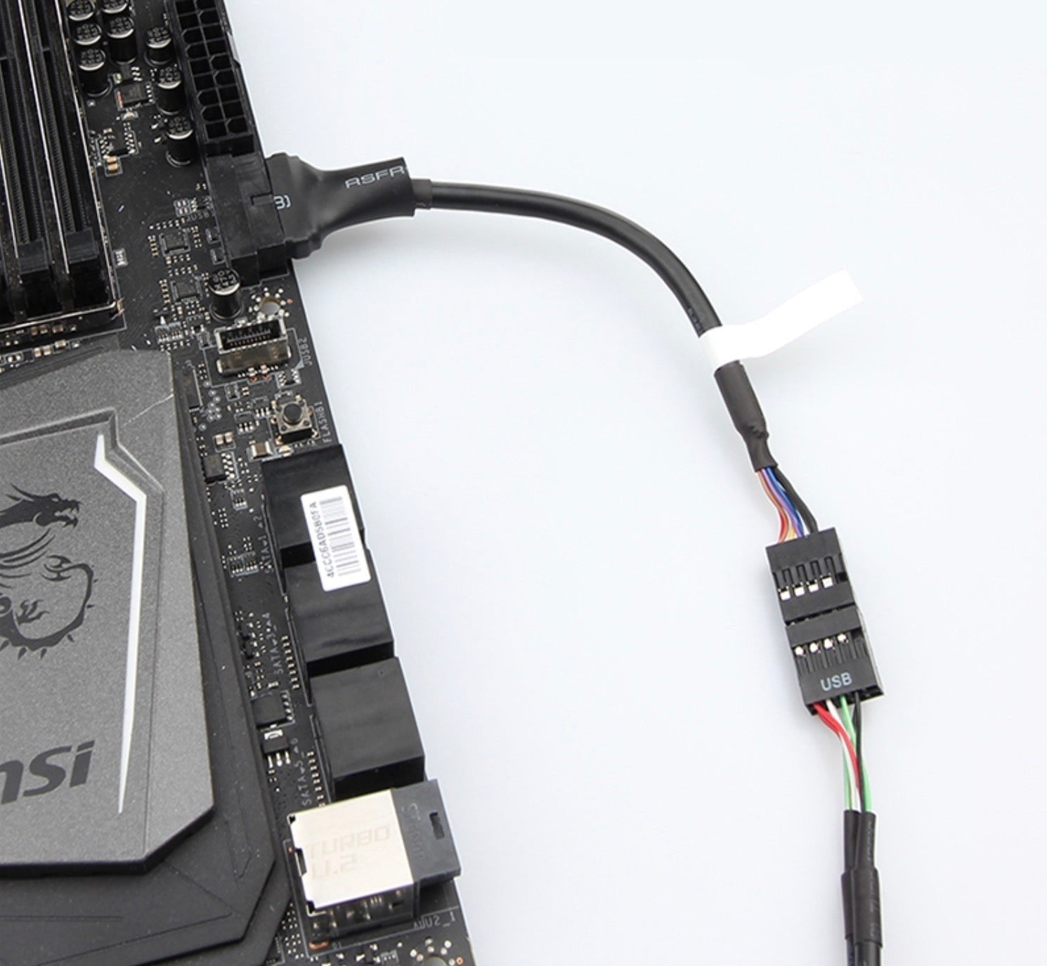 Compact internal USB adapter cable for front panel connections