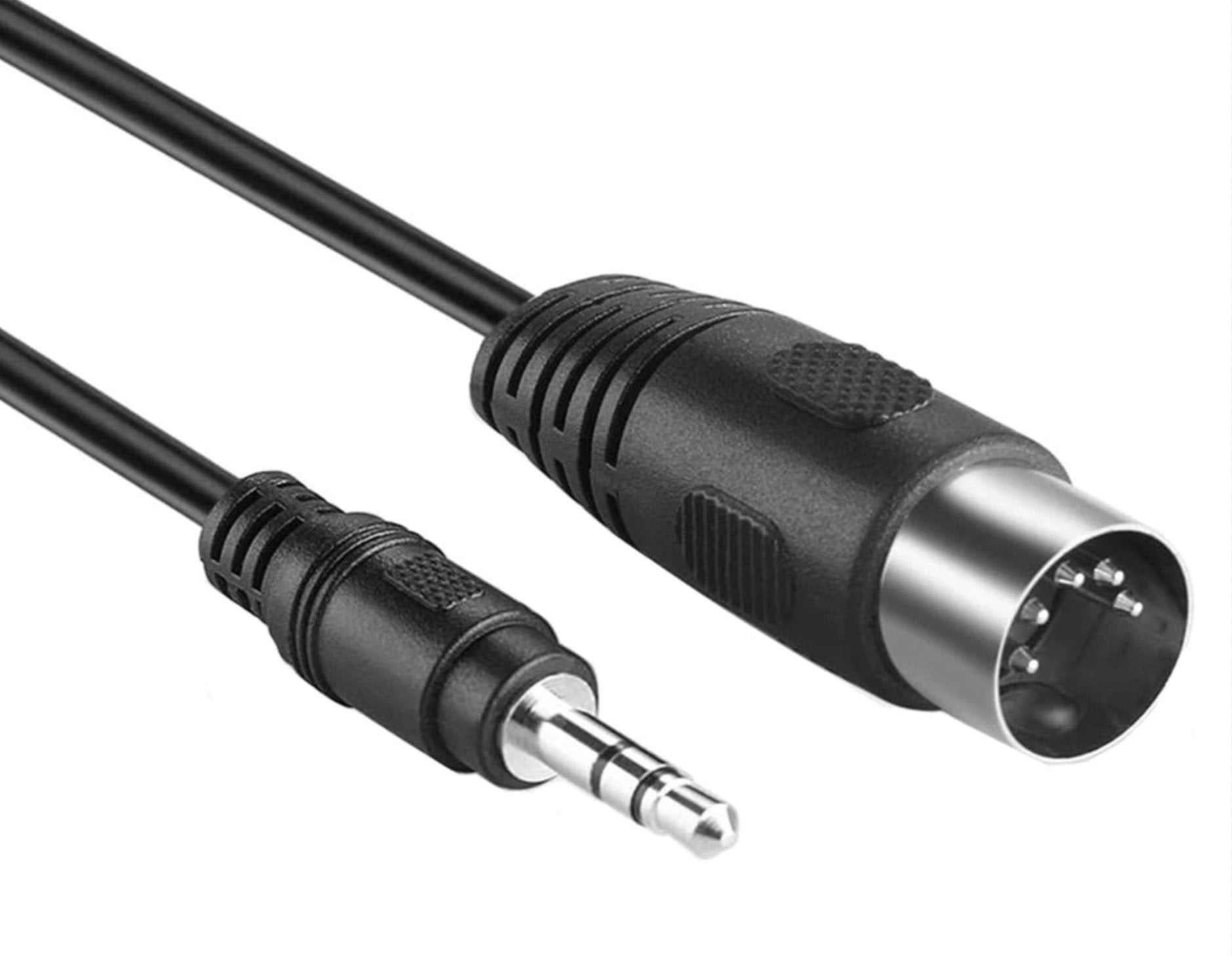 DIN to 3.5mm cable connected to vintage Hi-Fi system