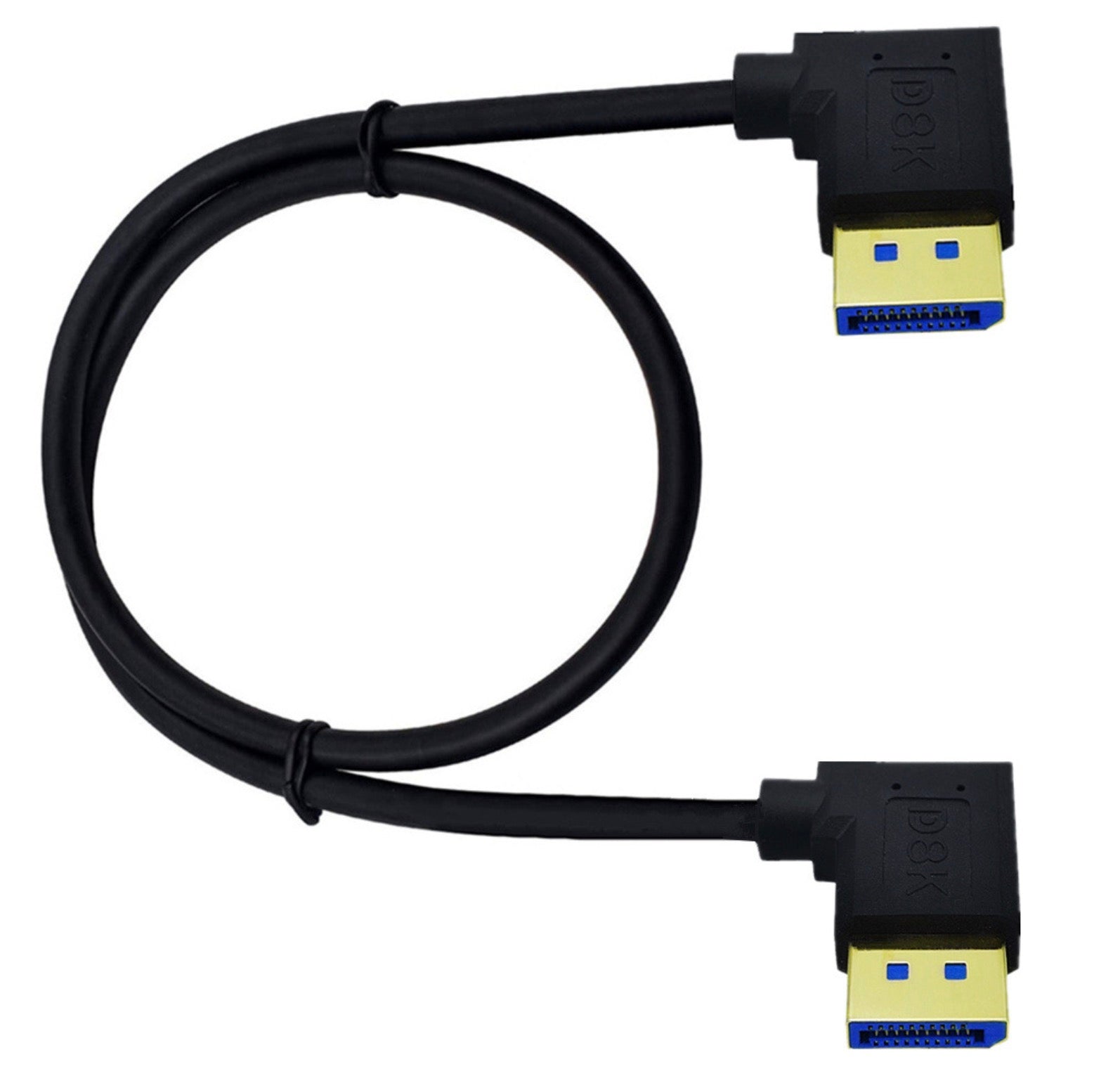DP 1.4 right angle connector cable close up