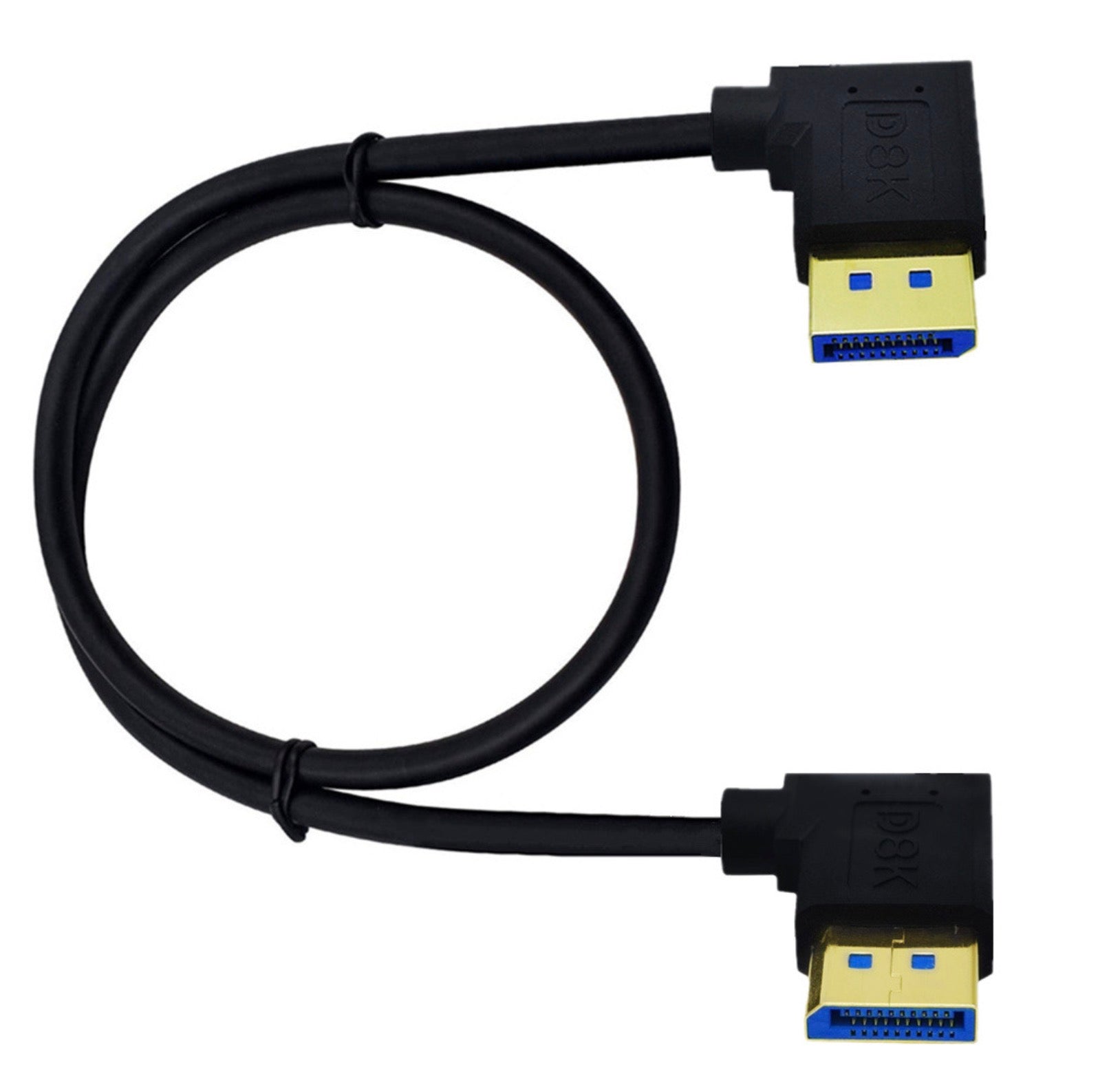DP 1.4 right angle to left angle cable close up