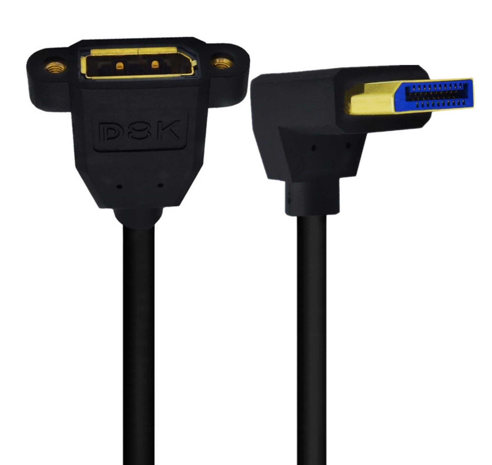 DisplayPort 1.4 angled male to female extension cable, 8K 60Hz