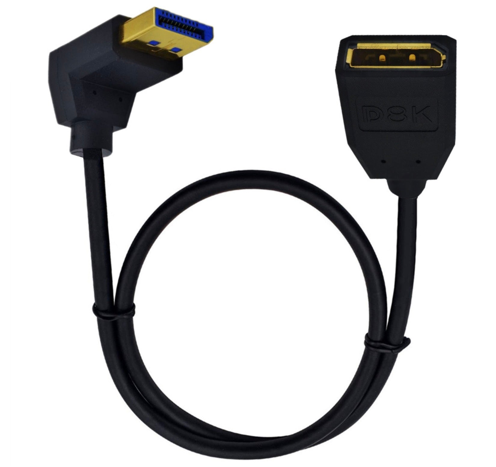 DisplayPort 1.4 down angled extension cable HDR