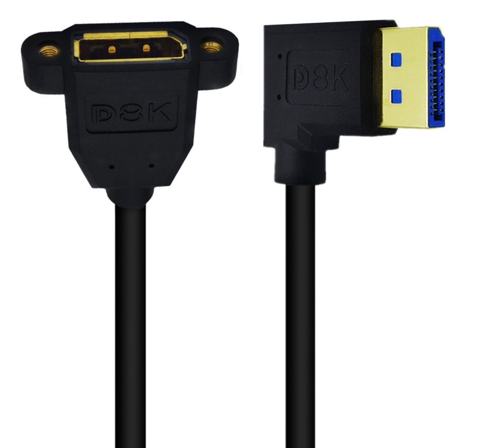 DisplayPort 1.4 extension cable close-up of connectors (male and female)