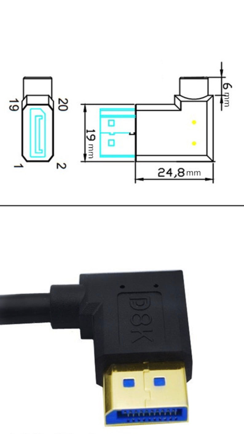 DisplayPort cable for tight space installations