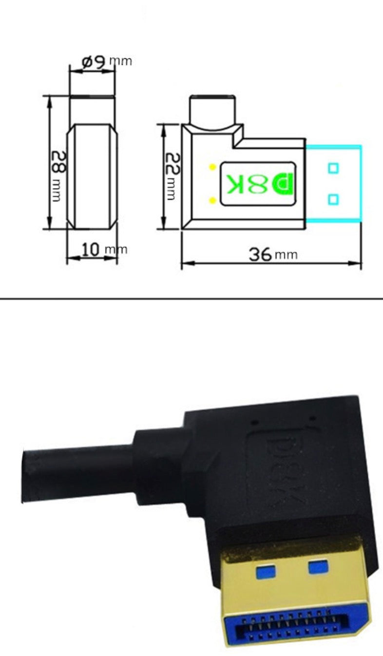 DisplayPort cable for tight space installations