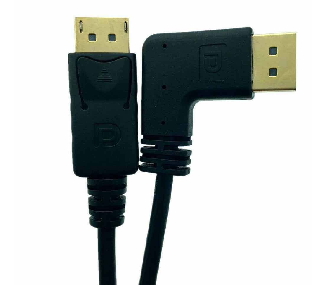 DisplayPort cable next to laptop port to illustrate compact routing