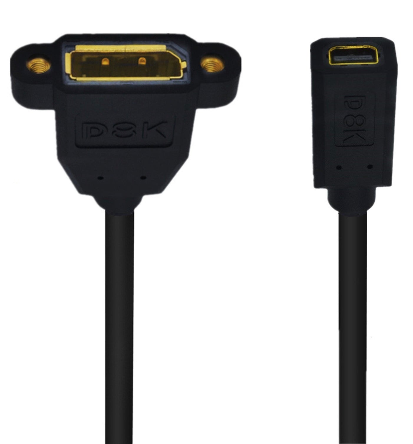 DisplayPort panel mount to Mini DisplayPort extension cable for AV installations