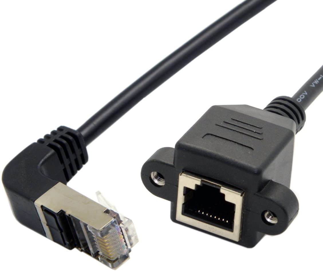 RJ45 Cat 5e Male to Female Panel Mount Ethernet Network Extension Cable 0.3m