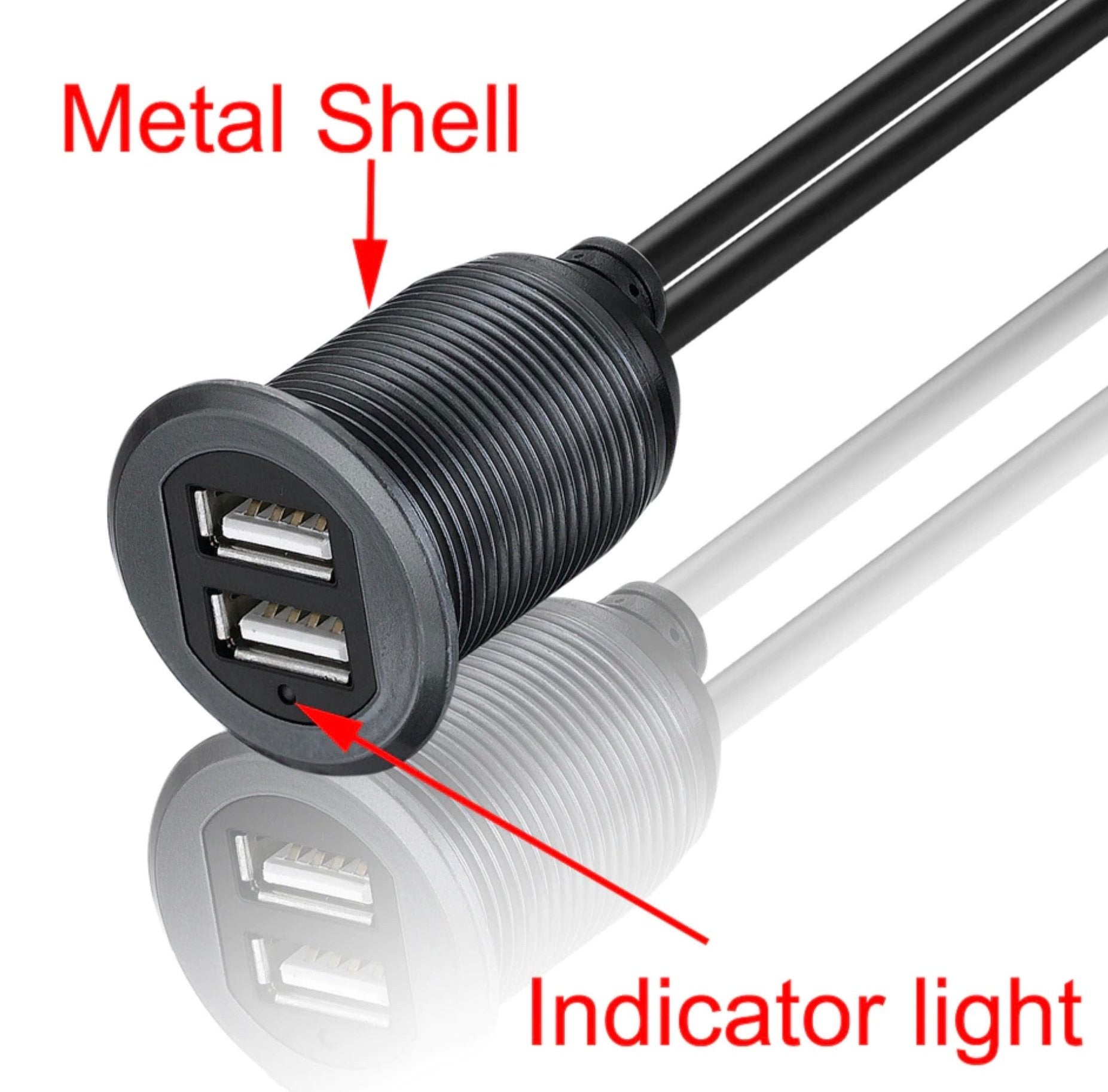 Dual USB-A male to female extension cable 1 metre length