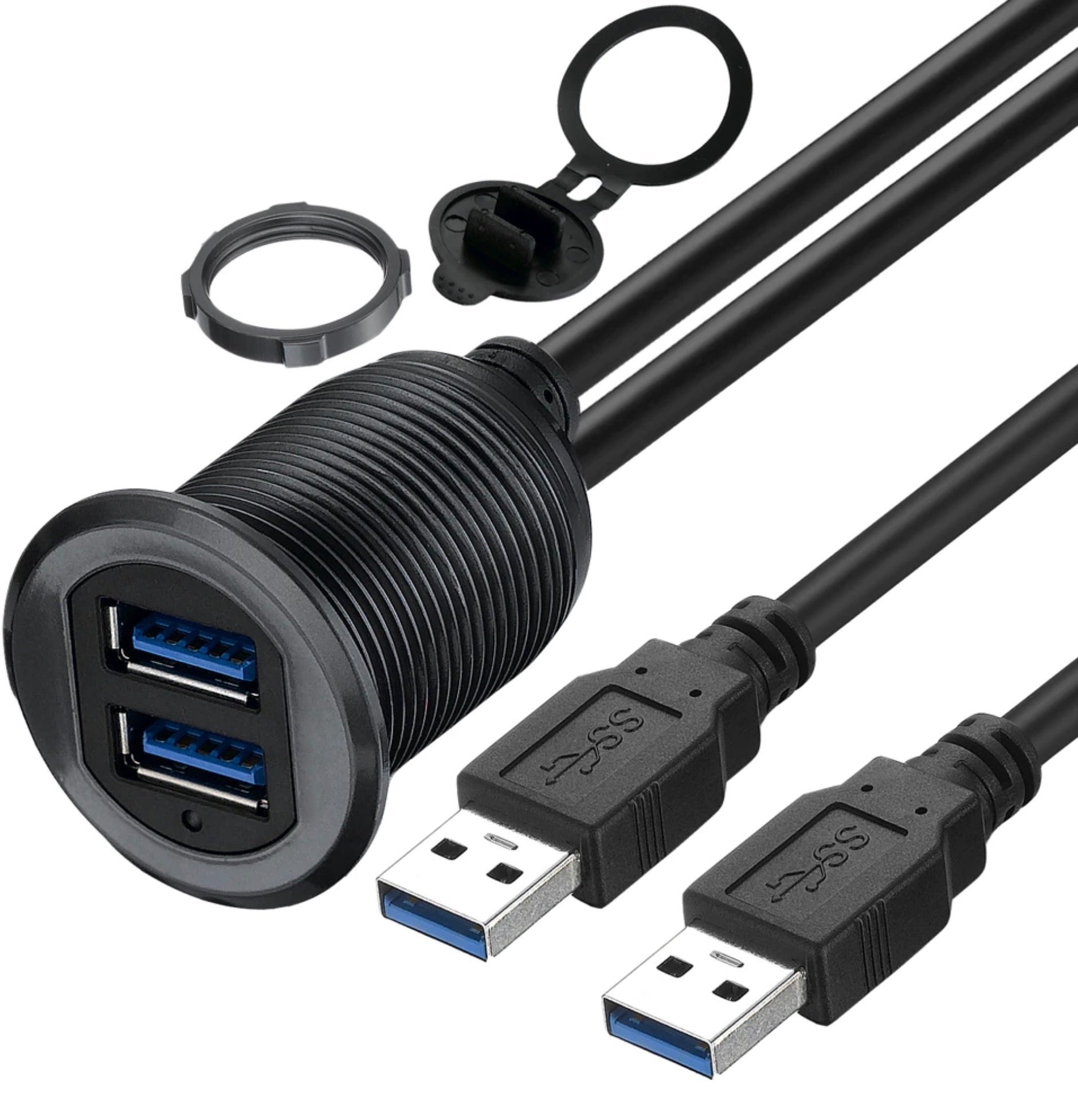 Dual USB 3.0 flush mount panel connector with LED light