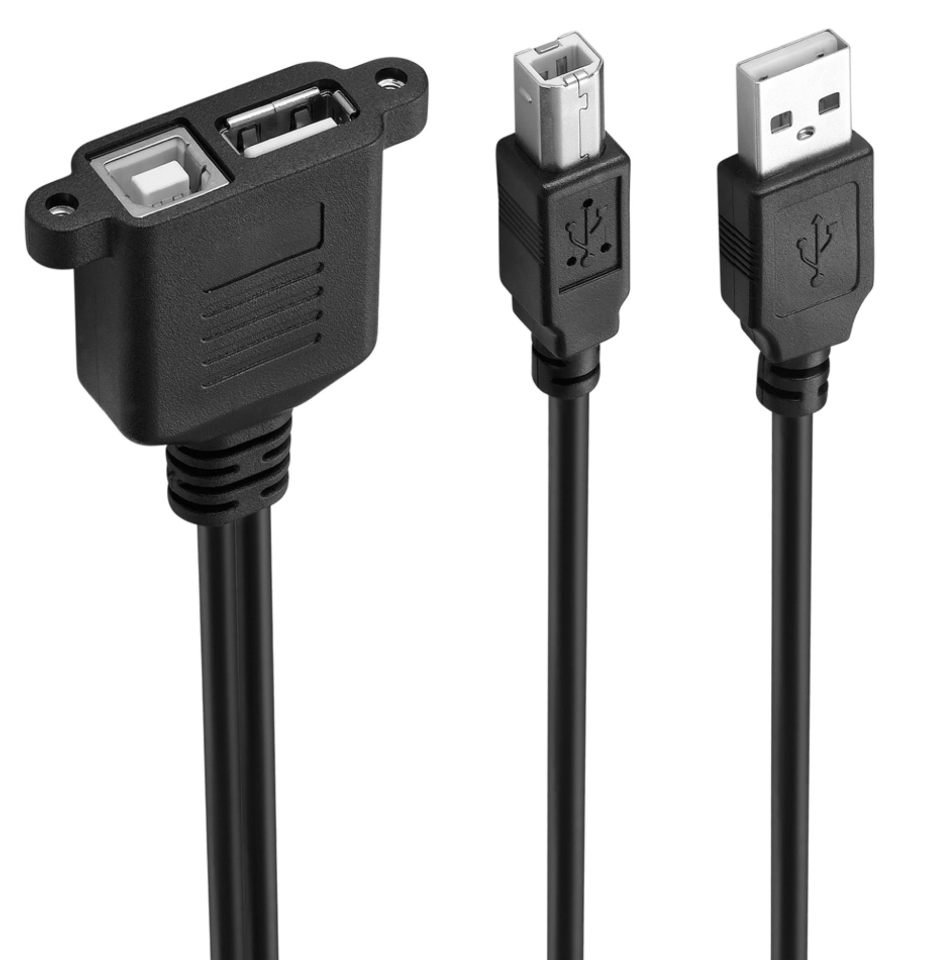 Dual USB panel mount female connectors with mounting holes