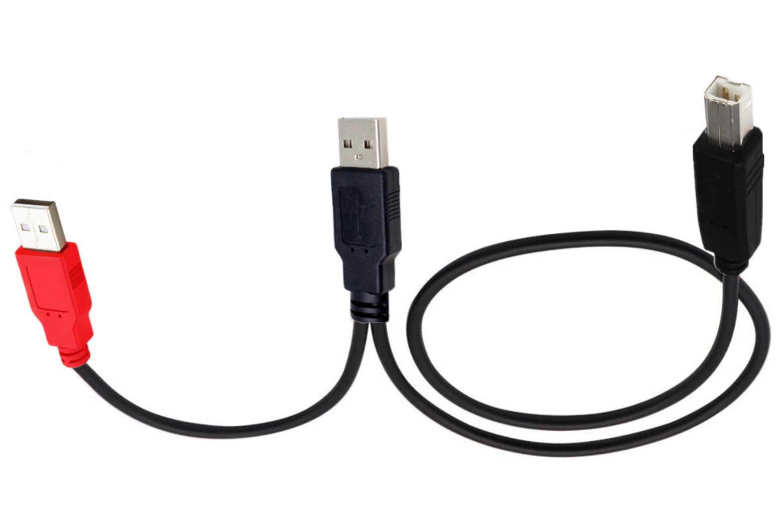 Dual USB power cable for portable hard drives