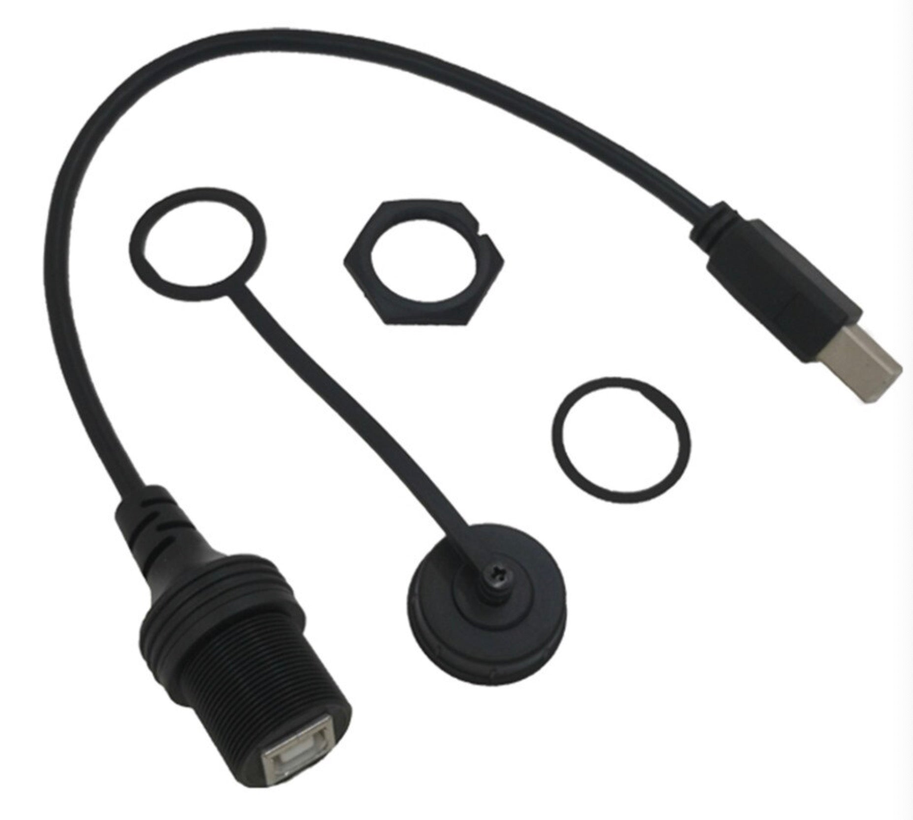 Flush mount USB B extension cable for printers
