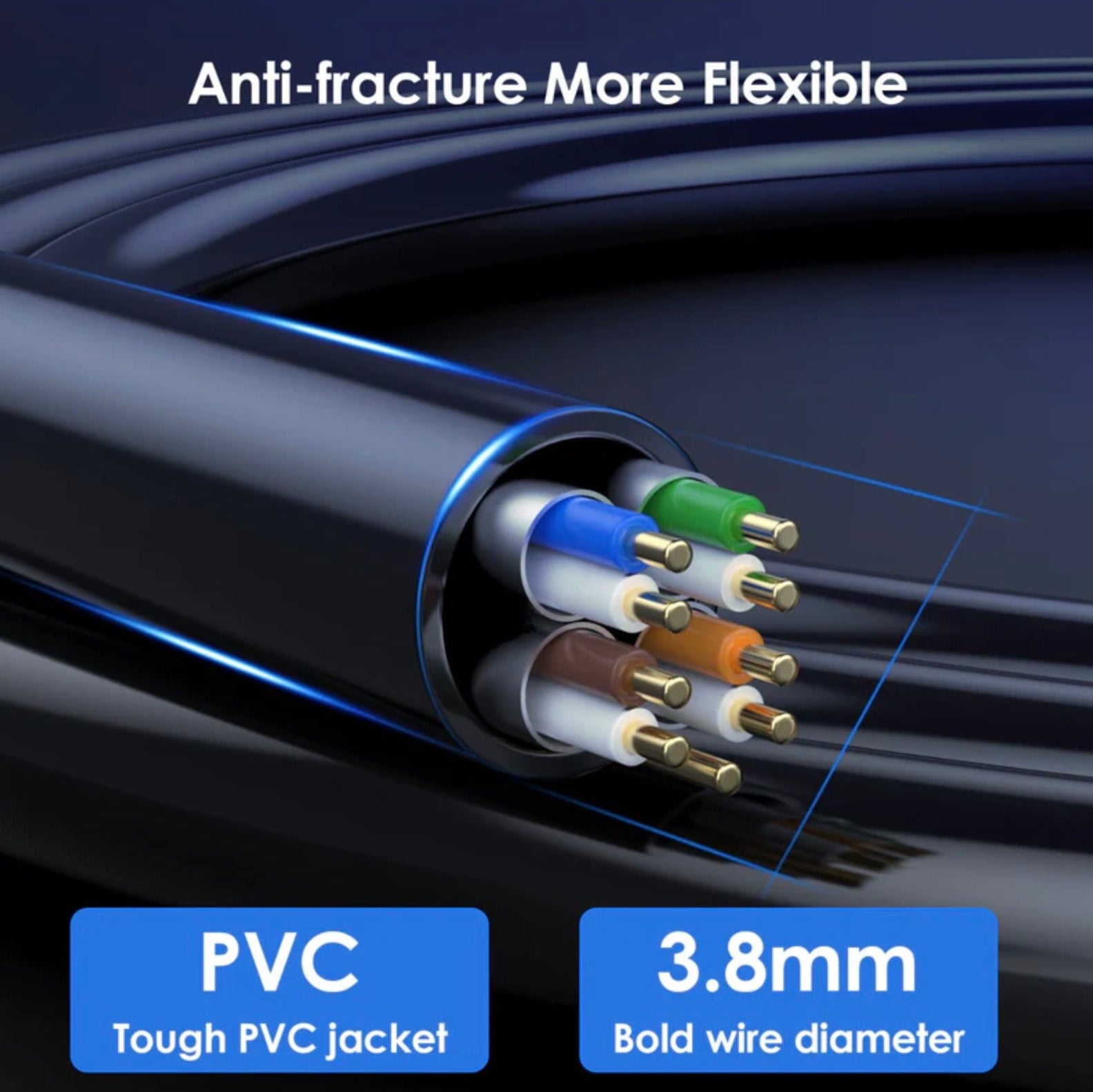 Gold plated RJ45 connector CAT8 cable close up