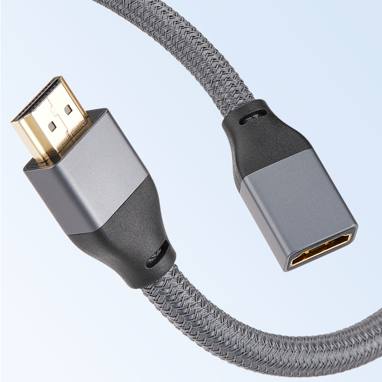 8K 60Hz HDMI 2.1 Male To Female Extension Cable - 60cm Elbow/Right Angle Connector