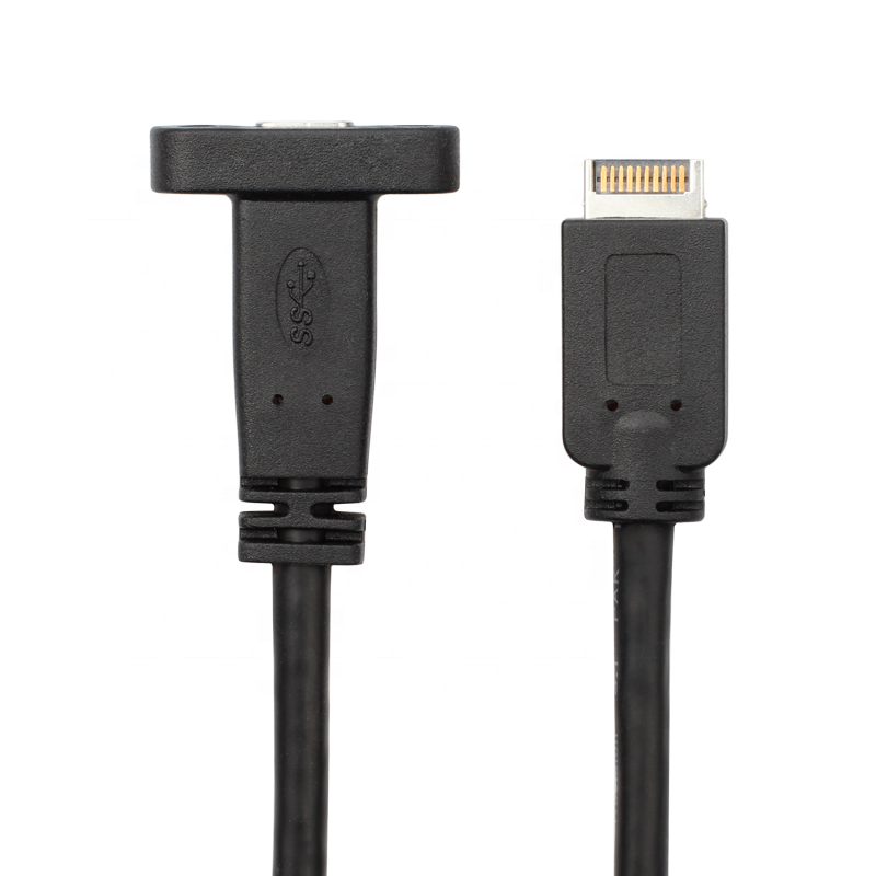 USB 3.1 Type-C Female Panel Mount to USB Type E 20 Pin 10Gbps 0.5m
