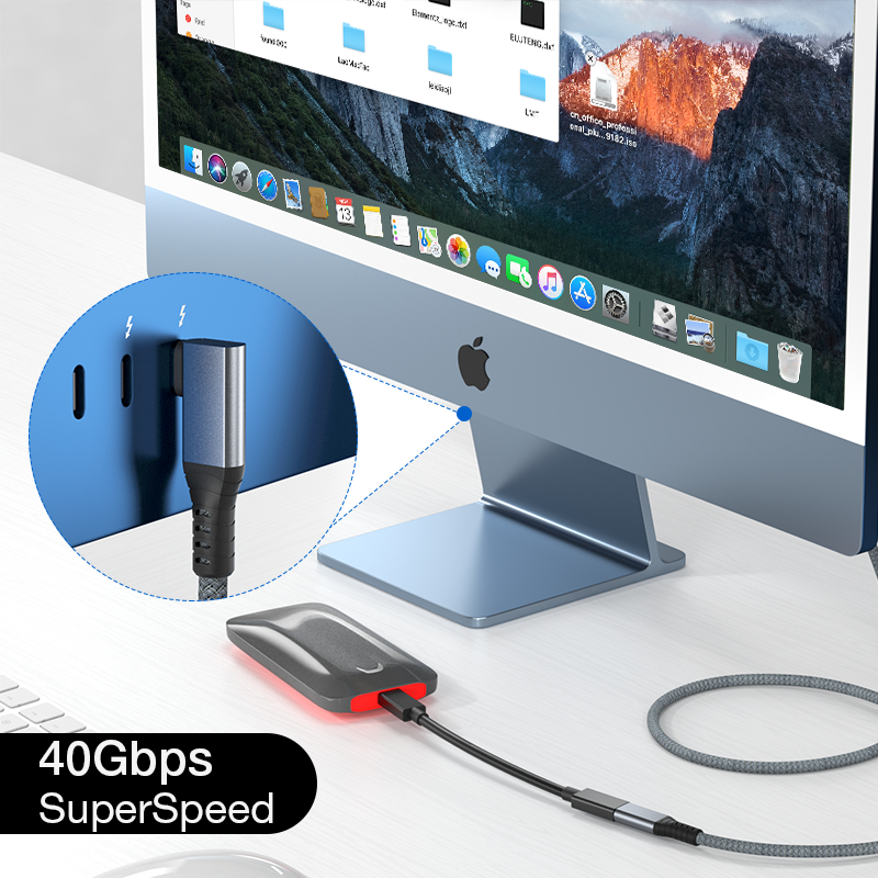 USB4 Extension Cable USB-C Thunderbolt 4 Male to Female 100W PD / 8K Fast Data Transfer Charging Extension Cable