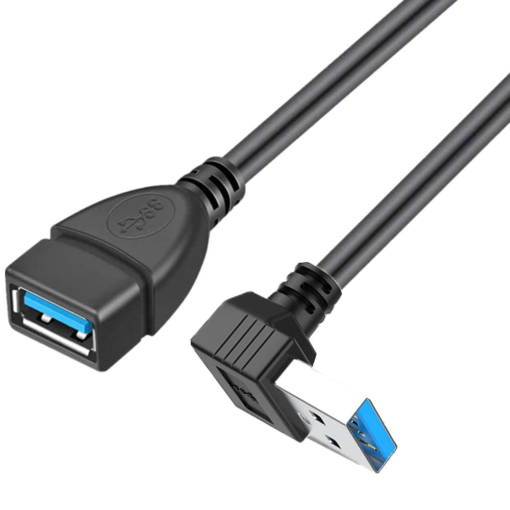 USB 3.0 Type A Male to Female 90 Degree Angled Extension Cable 0.3m