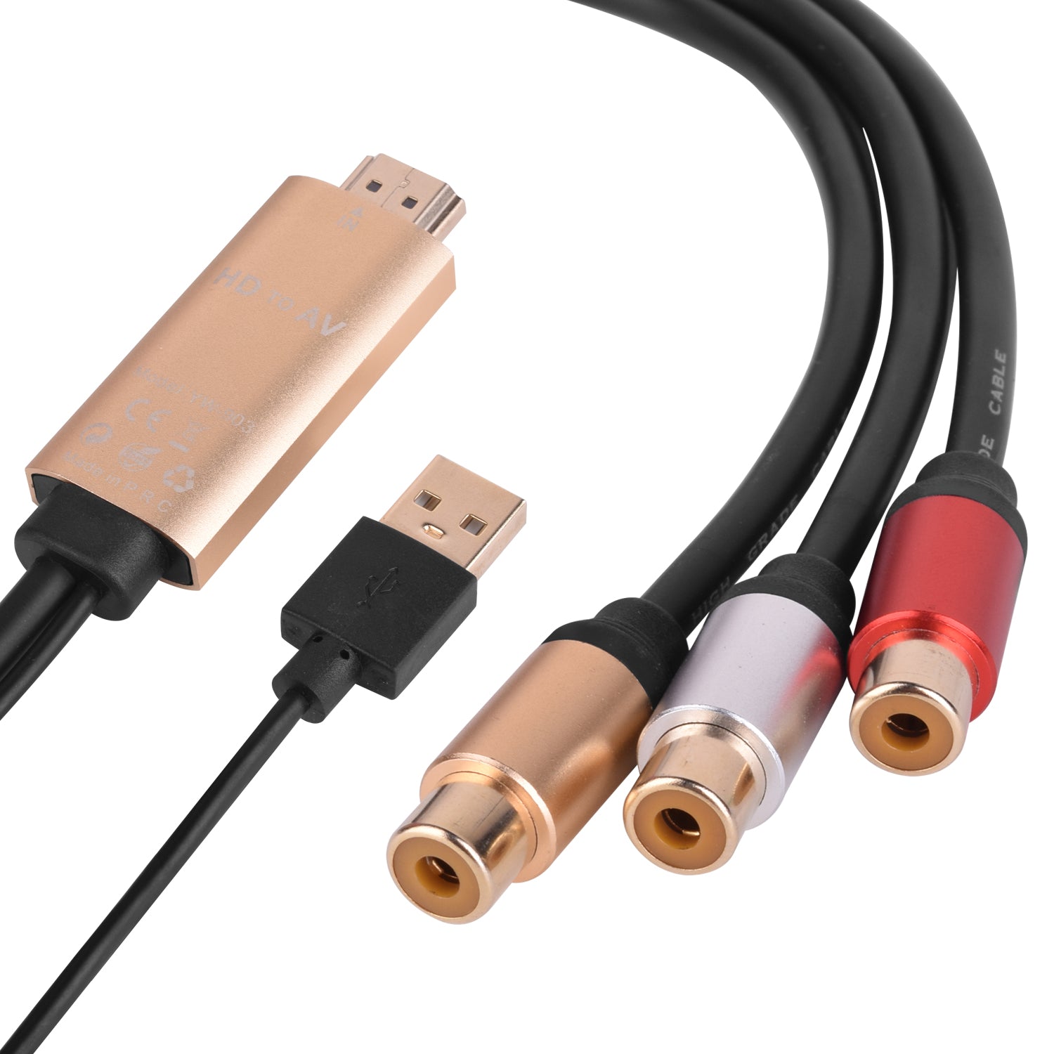 RCA Female x 3 to HDMI Composite AV Audio Video Cable 1m