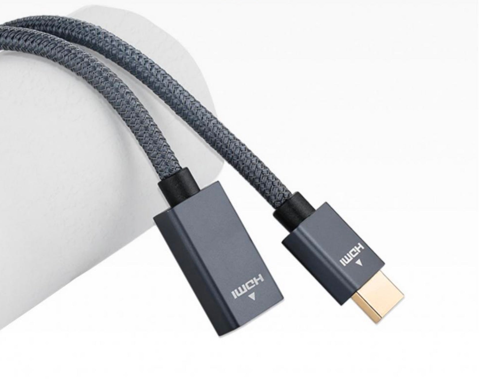HDMI female connector on braided extension cable 1.2m