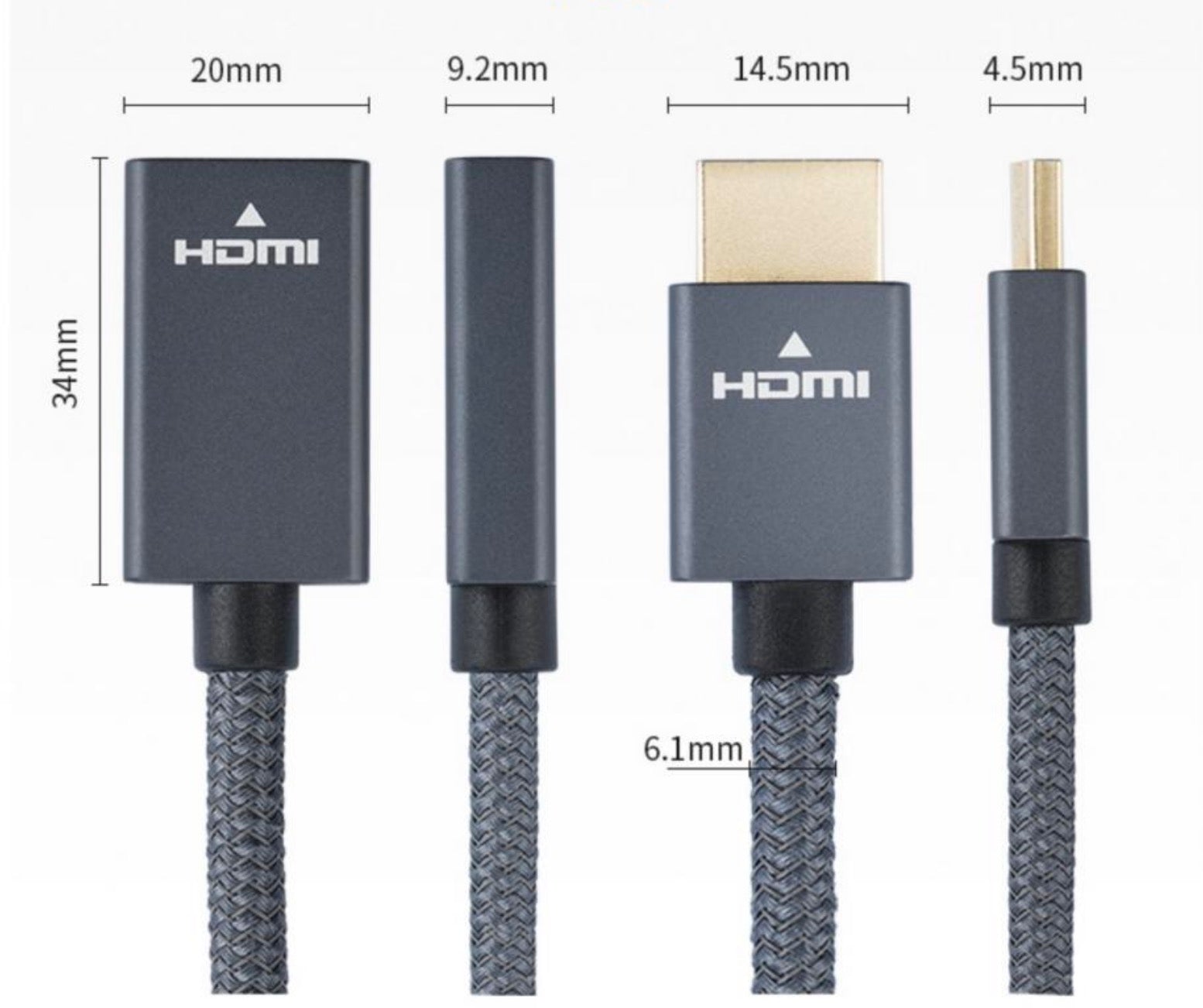 HDMI male to HDMI female braided extension cable