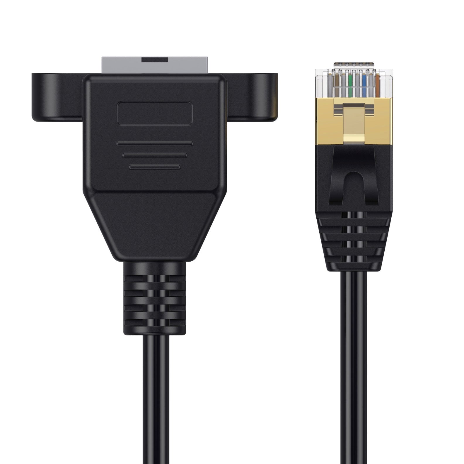 High speed CAT8 Ethernet extension cable for panel and faceplate mounting