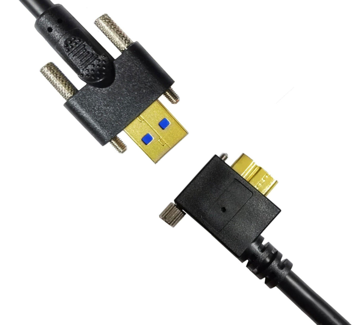 Industrial USB 3.0 Micro-B left angle secure cable