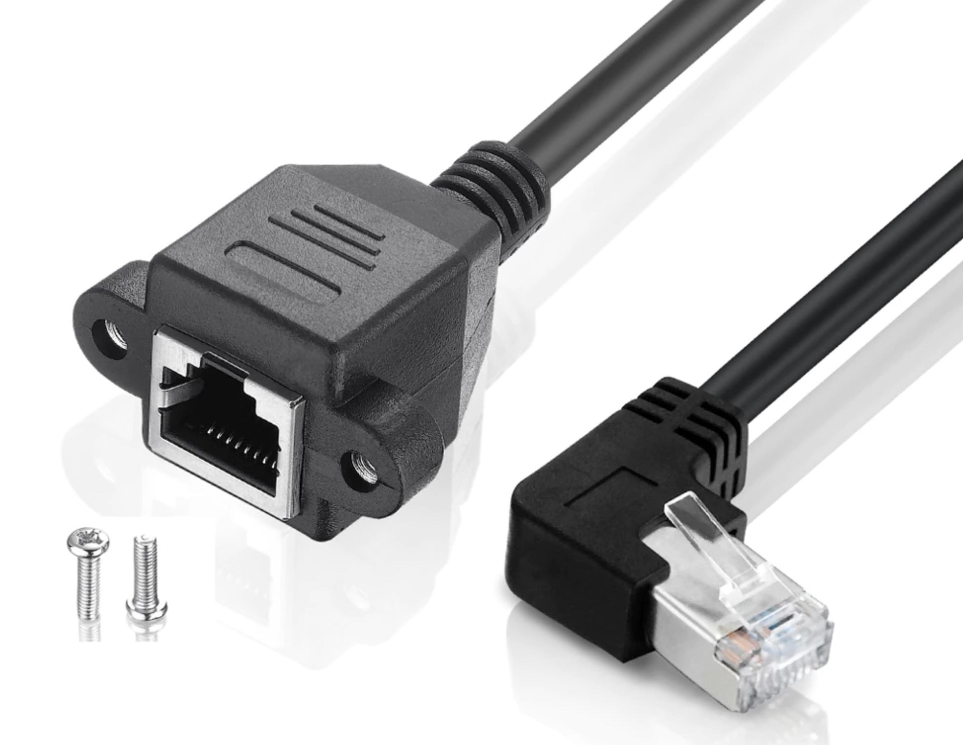 LAN RJ45 extension cable with panel mount