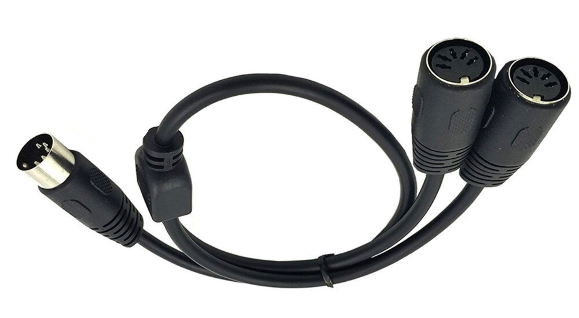 MIDI 5-pin DIN male to dual female Y splitter cables