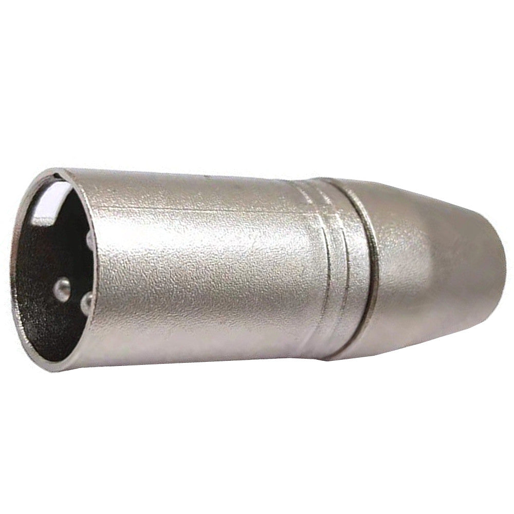 Metal XLR male to 3.5mm audio adapter close up