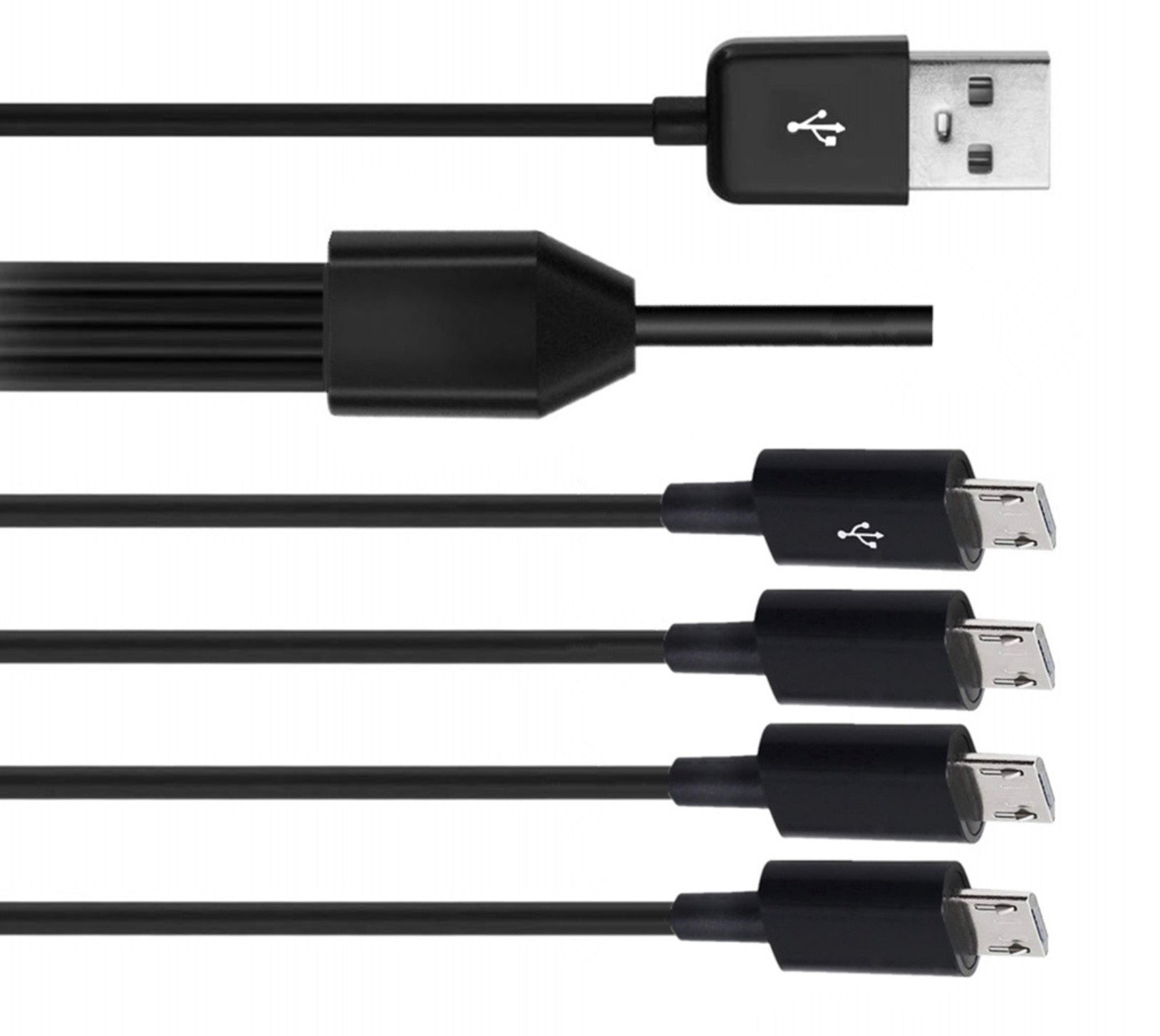 Micro-USB multi-charging cable with four outputs