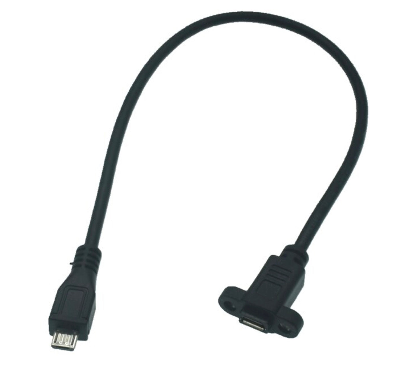 Micro B USB male to female panel mount extension cable