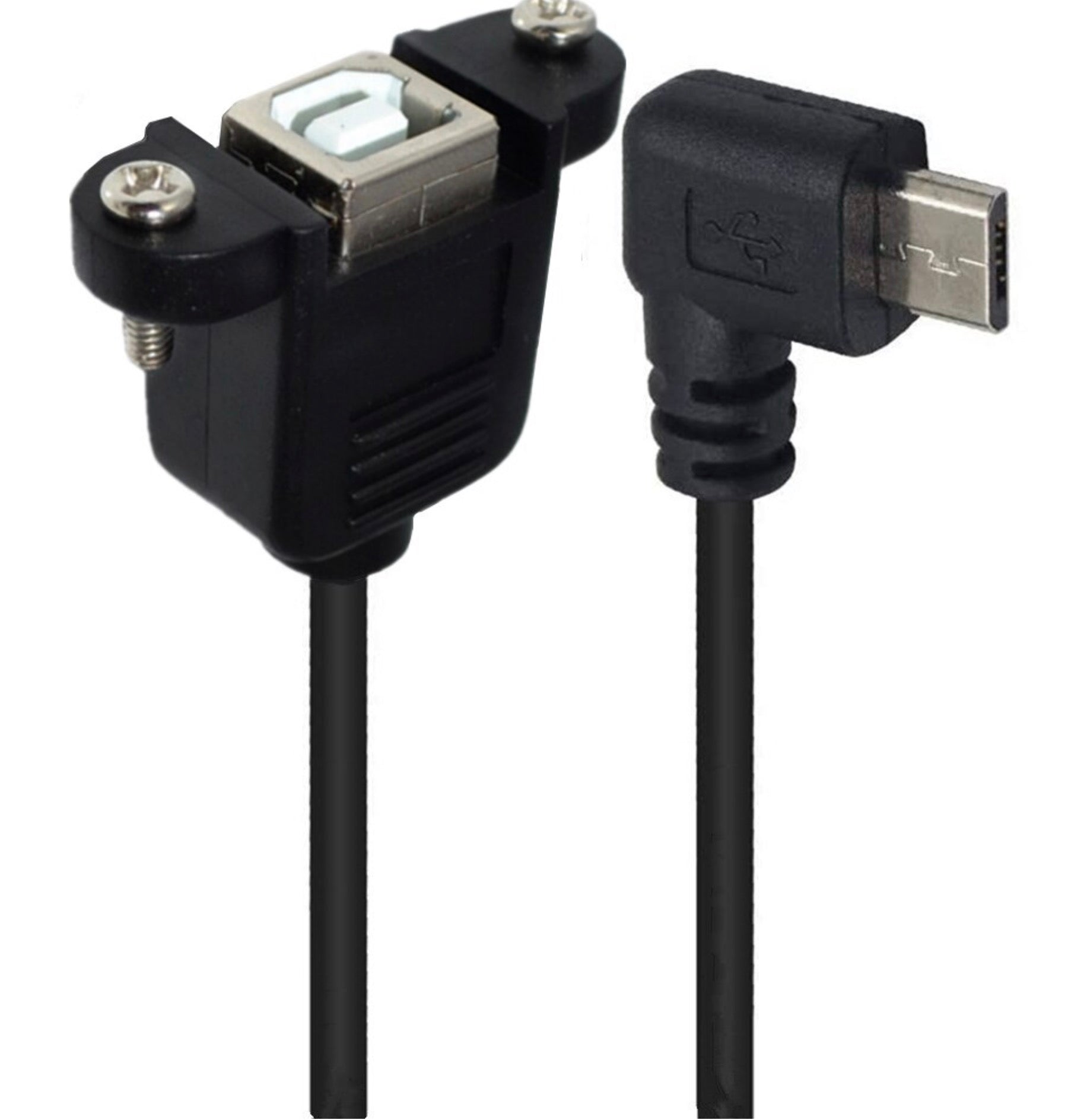 Micro USB Male 5 pin to USB-B 2.0 Female Data Charge Cable with Panel Mount (0.5m)