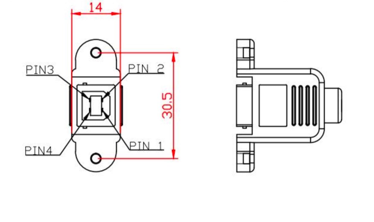 Micro USB Male 5 pin to USB-B 2.0 Female Data Charge Cable with Panel Mount (0.5m)